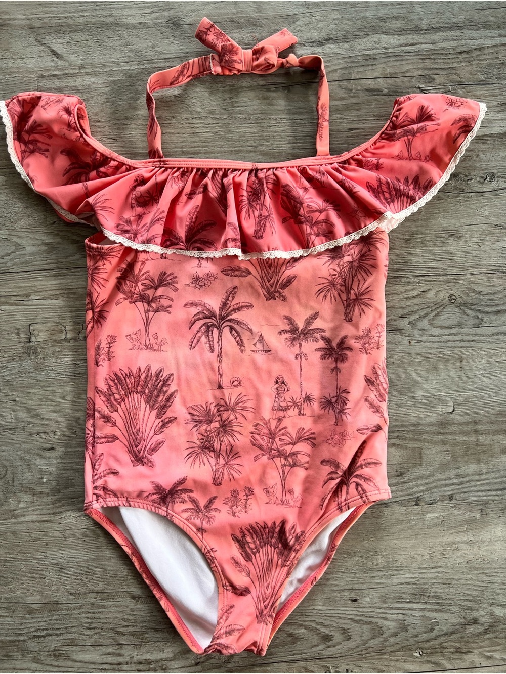 Janie and Jack Disney Moana Coral Pink Girls Swimsuit